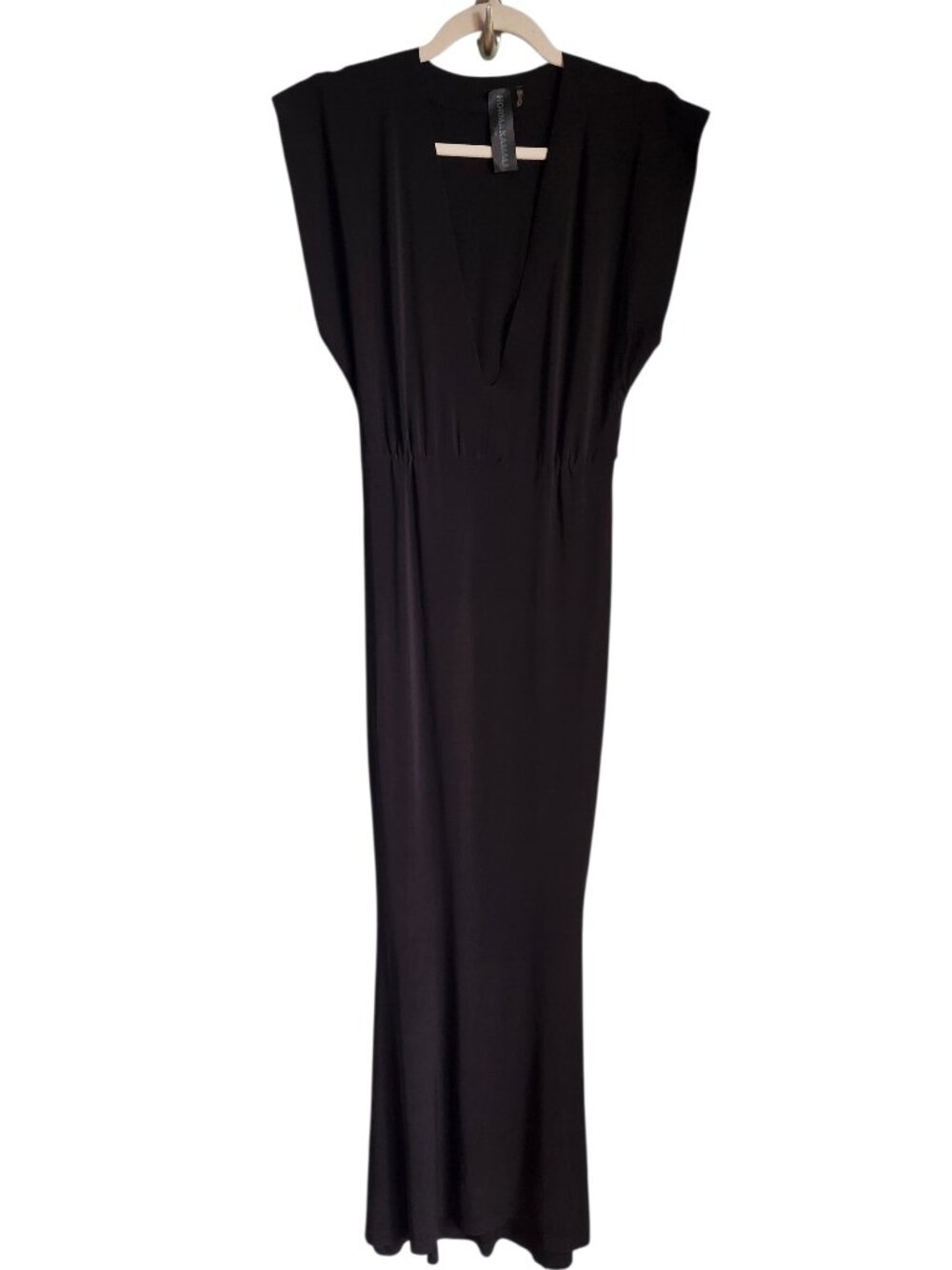Norma Kamali Dress Small 36 Women's Black Evening V Neck Formal Maxi